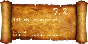 Tóth Krisztofer névjegykártya